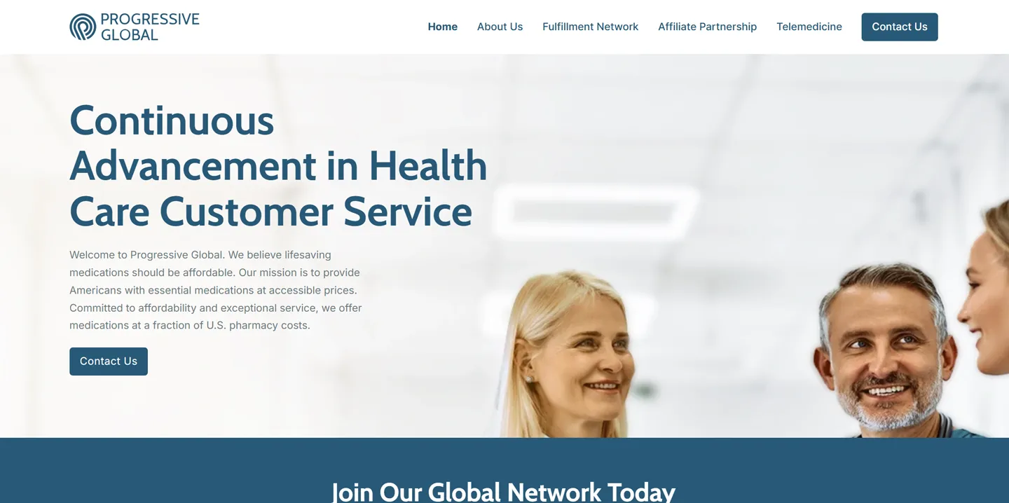 Progressive Global on desktop